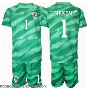 Kroatien Dominik Livakovic #1 Målmand Udebanetrøje Børn EM 2024 Kortærmet (+ Korte bukser)